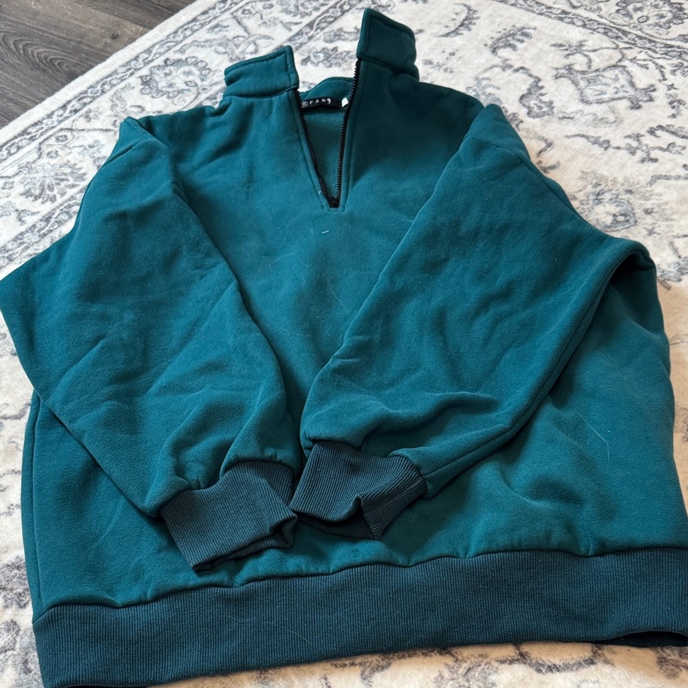 Women's Teal Half-Zip Sweatshirt